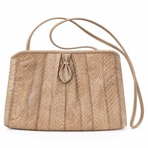 Beige Snake-Skin Shoulder Bag Clutch Purse